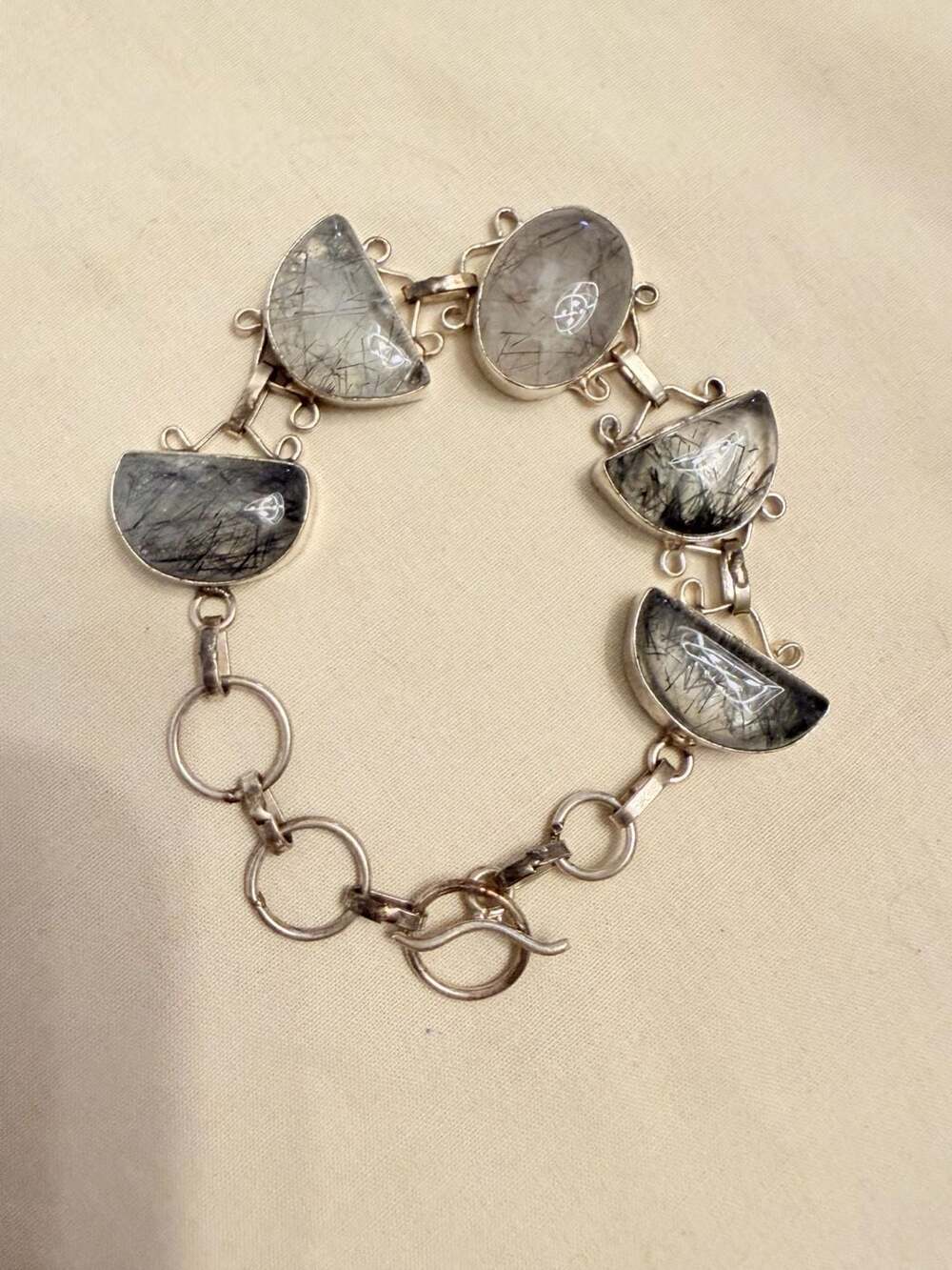 Sterling Silver Tourmalated Quartz Link Bracelet